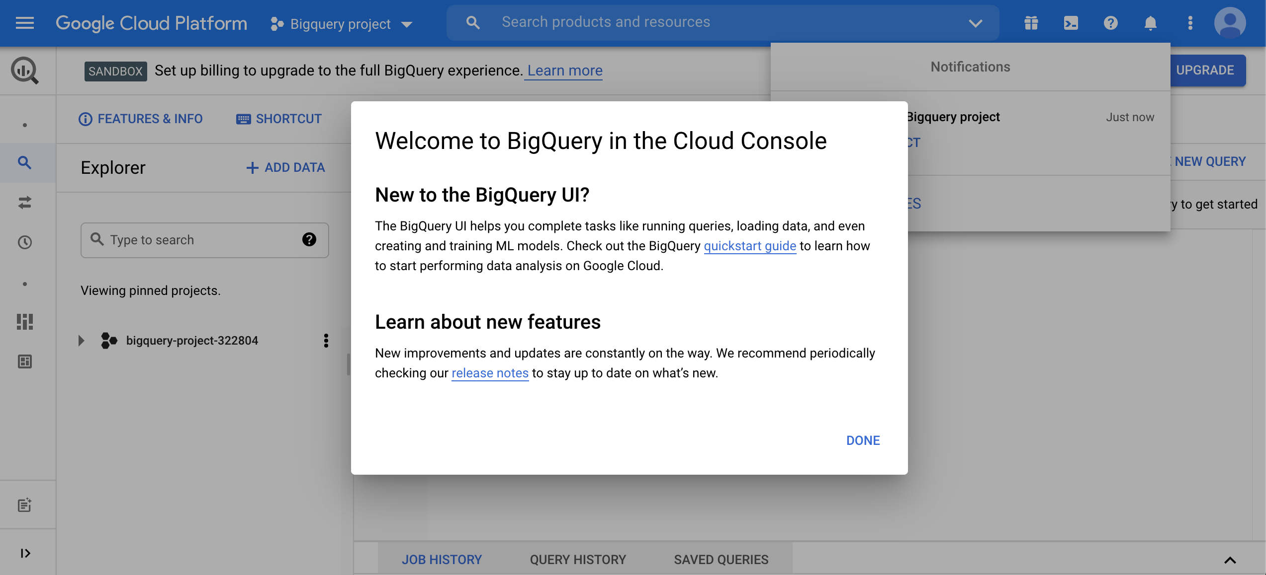 BigQuery Console