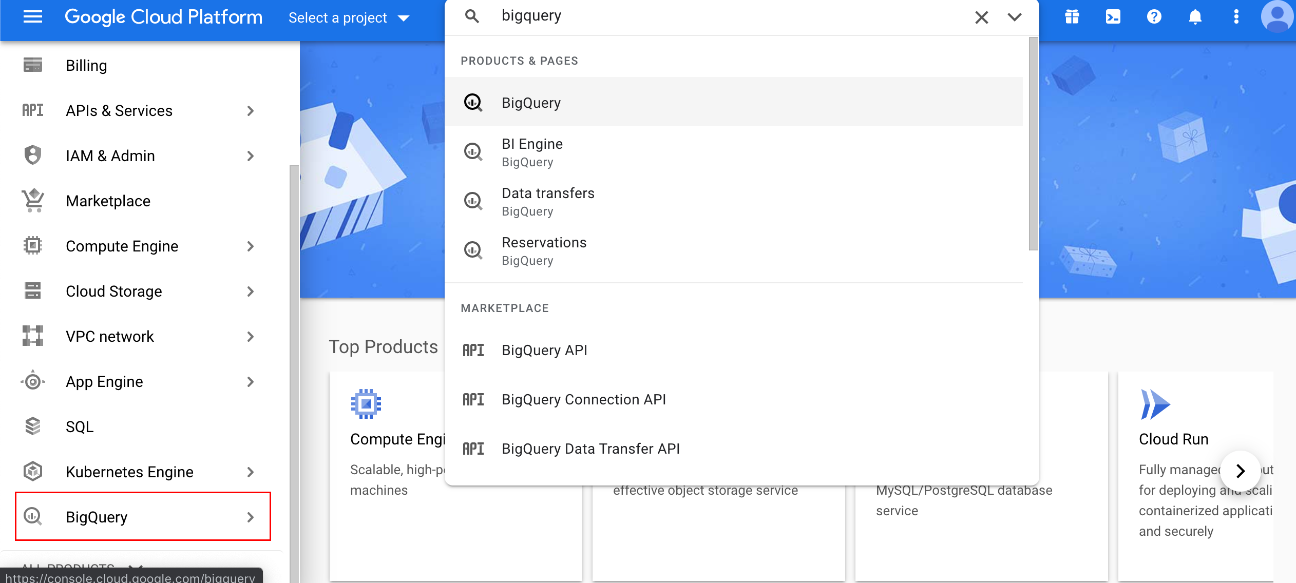 Search BigQuery