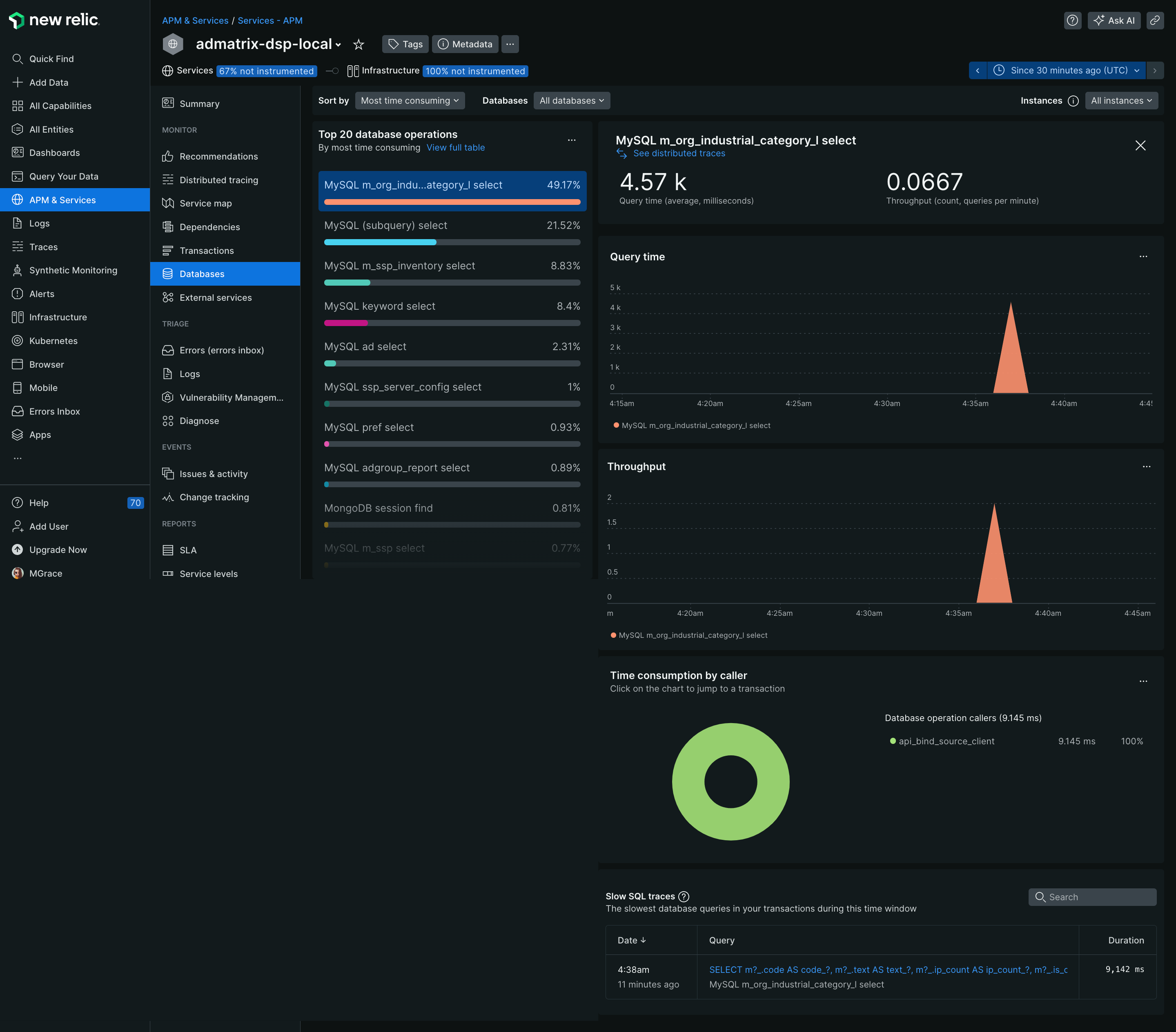 Newrelic app DB query